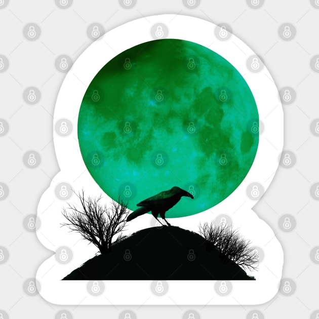 Raven and full moon Sticker by orange-teal